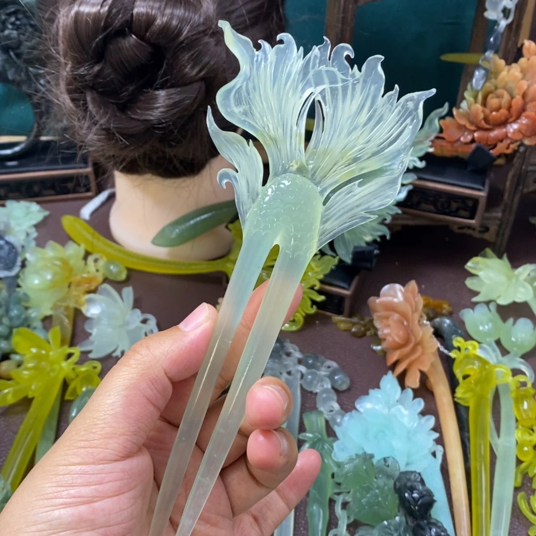 蛇纹石玉未镶嵌发饰