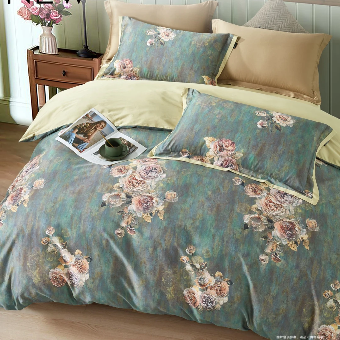 C7596 纯棉100s御棉活性数码印花小拼角四件套 雍容华贵200*230