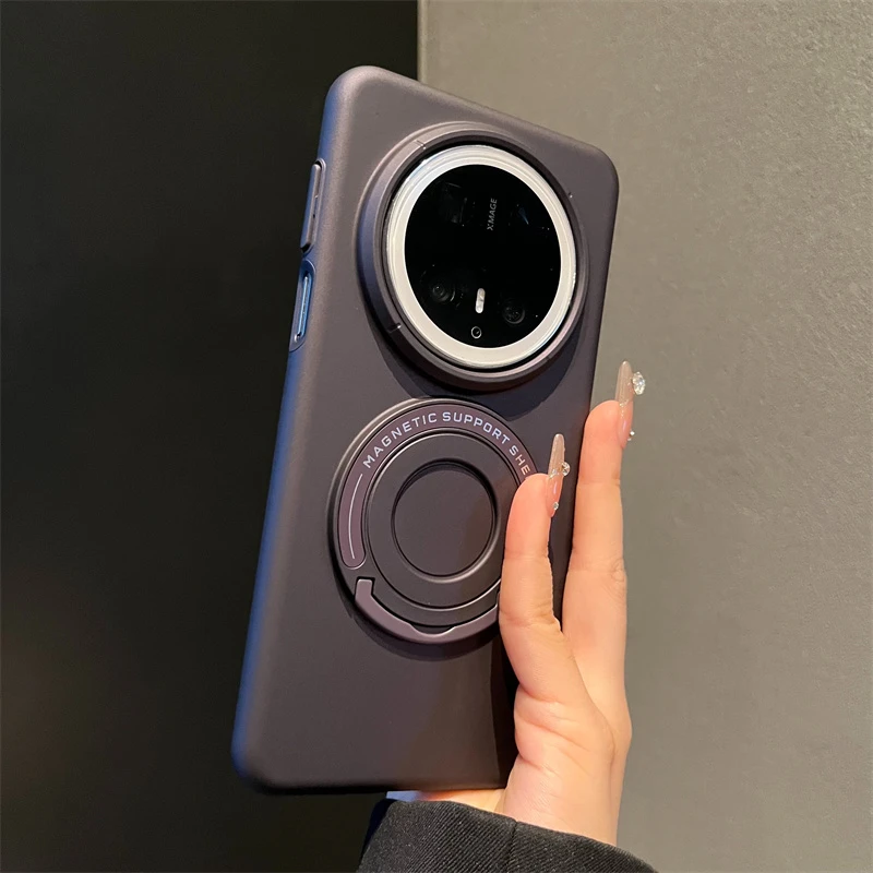 适用华为mate70pro+手机壳磨砂磁吸推杆一体支架mate60pro男女款