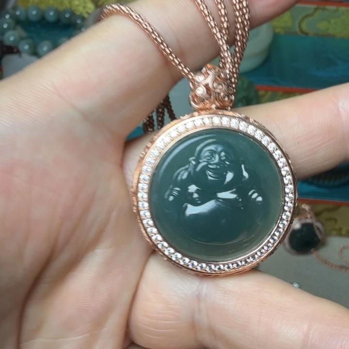 翡翠银S925镶嵌颈饰吊坠