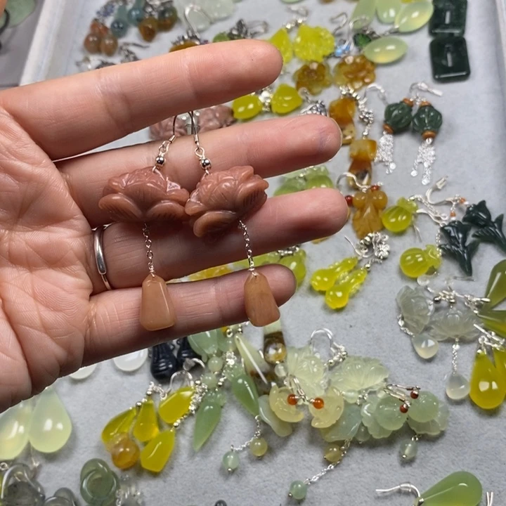 蛇纹石玉未镶嵌挂件耳饰耳环项链