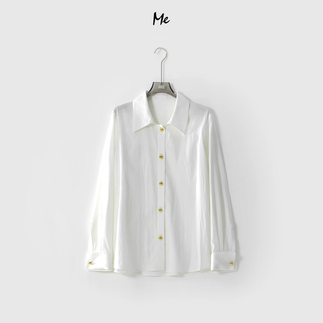 ME【金豆衬衫】极简静奢高级感自然微褶显瘦时尚百搭衬衫MESS0287