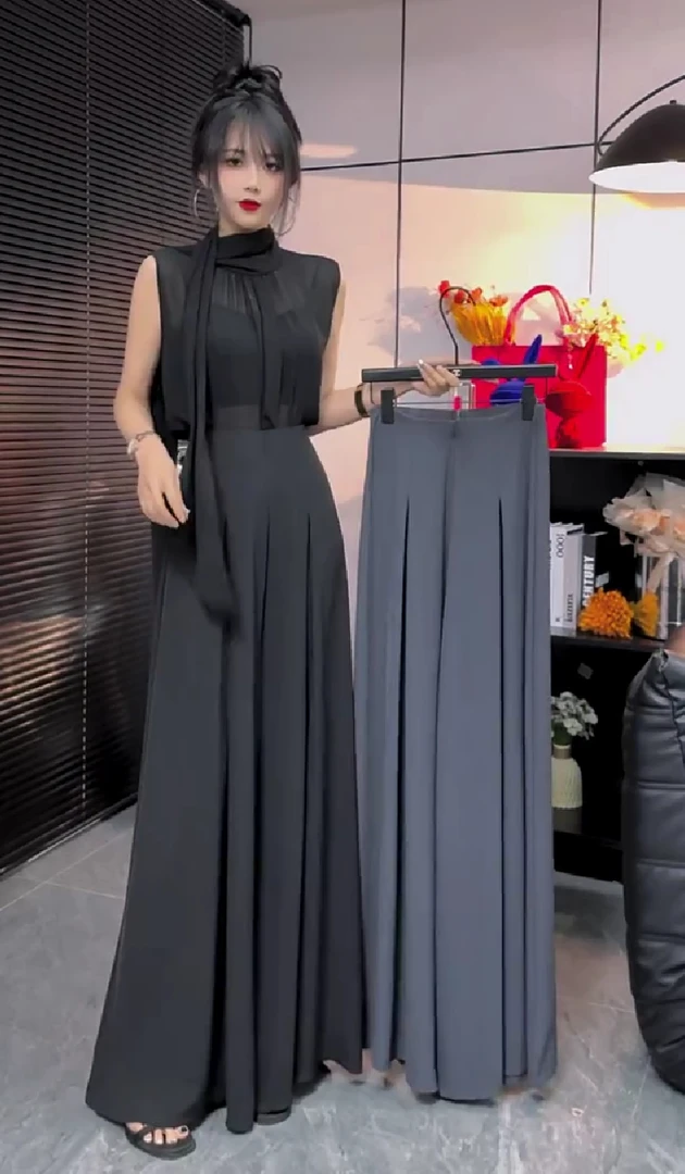 K352高级垂感西装裤坠感高腰夏款西裤休闲裤拖地长裤