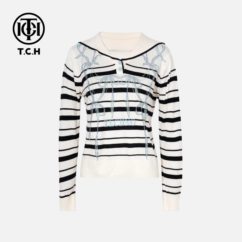 TCH私服烫钻工艺新时尚淑女百搭新潮流针织衫T75C09E1090轻奢tch