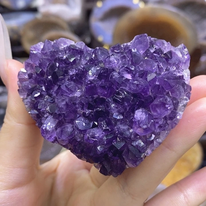 未镶嵌珠宝半成品紫晶紫晶爱心