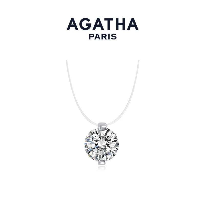 AGATHA 坠链均925银合成锆石 明星同款人鱼之泪项链锁骨链小众X
