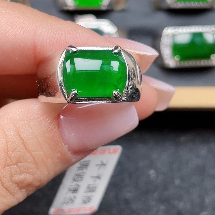 翡翠银S925镶嵌戒指没有运费险3671