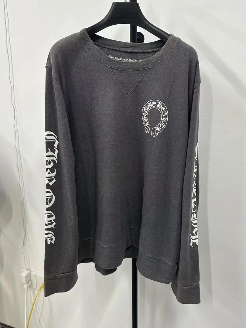 99新 Chrome Hearts/克罗心 克罗心 灰色经典款马蹄圆领卫衣XXL码