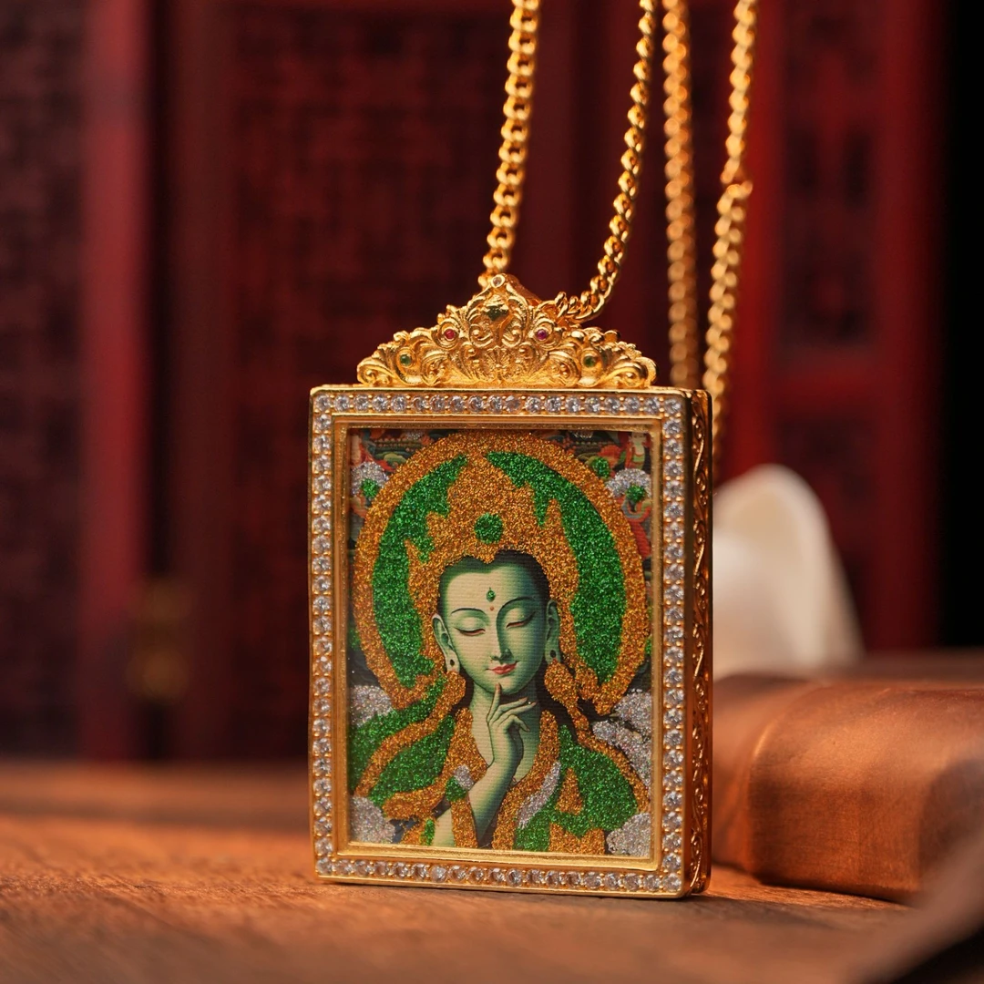 合金吊坠 彩金绿度母卡卡吊坠LZM031006