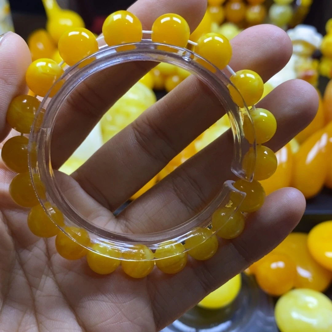 且***惜非金属全品无暇10老蜡飘花精品手串