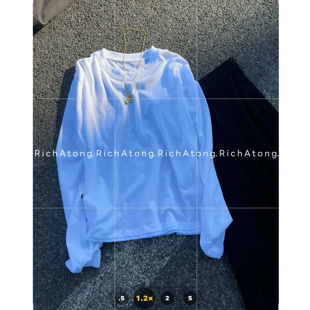 atong/阿彤-【双层领】-2025双层领设计款纯色100%cotton长袖