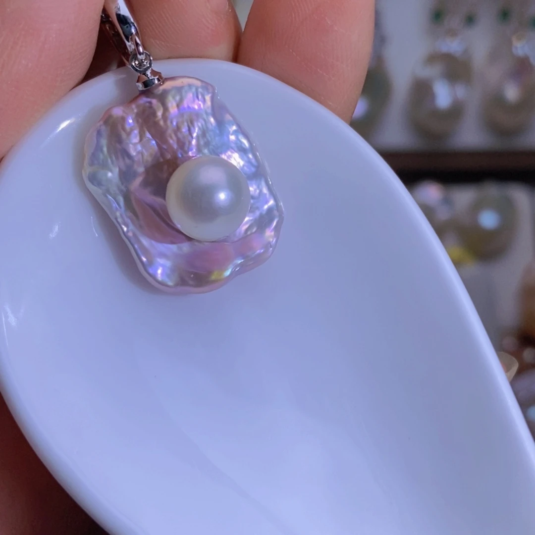 天然淡水珍珠银S925镶嵌淡水珍珠