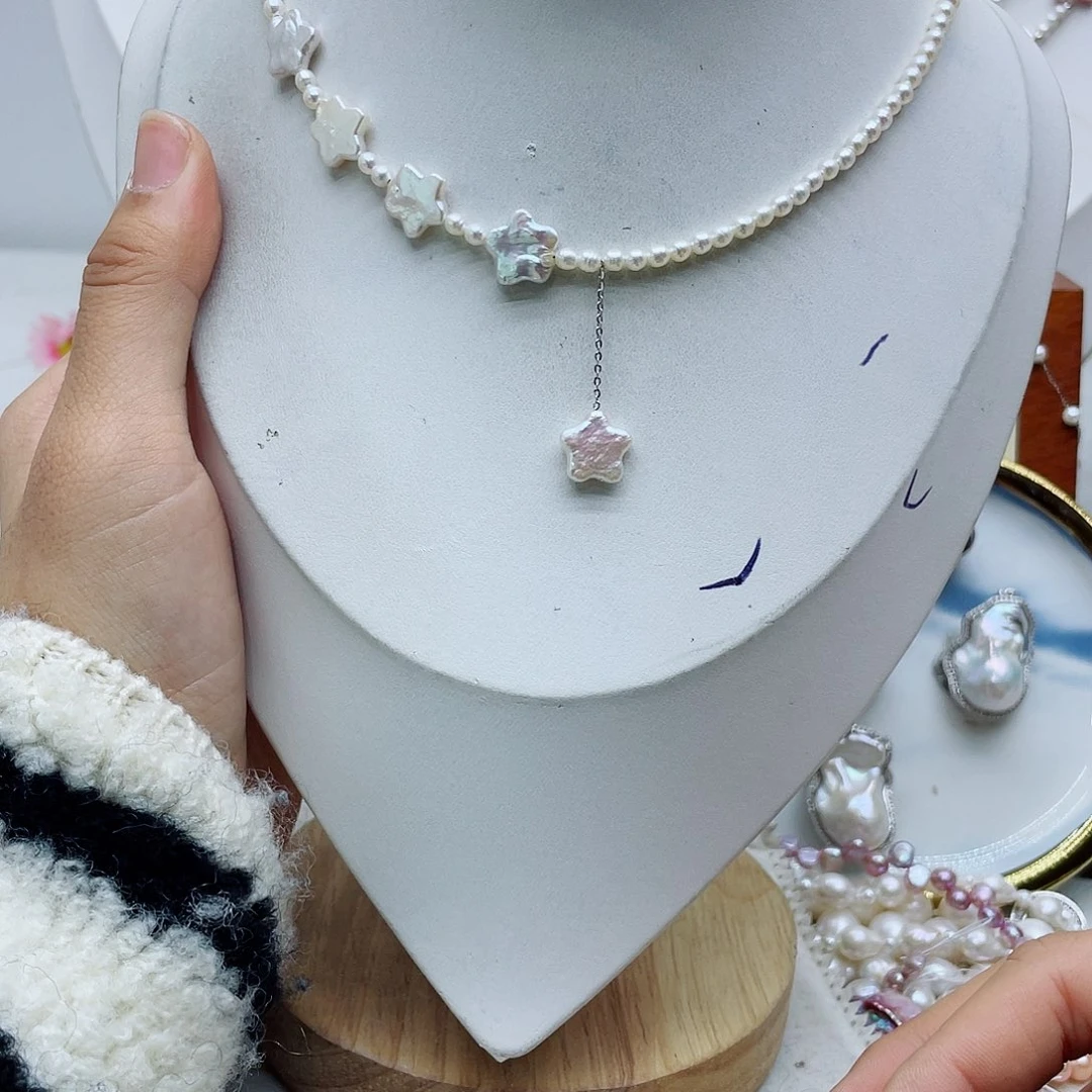 颈饰银S925镶嵌淡水珍珠