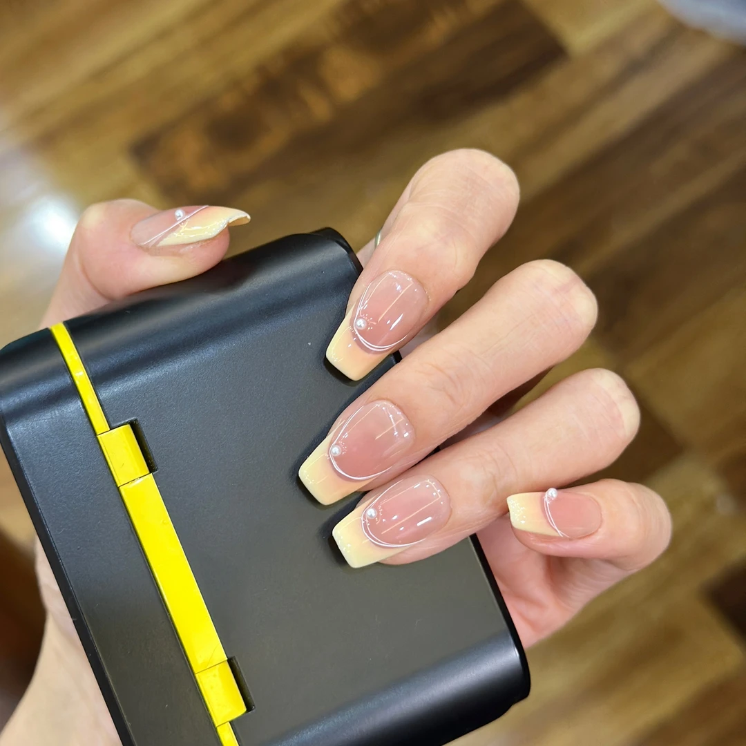 奶黄包 手工定制穿戴甲美甲成品美甲贴片10片