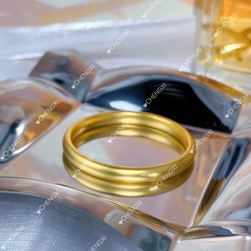 足银手镯 足银镀金【泥鳅背手镯】细砂磨砂经典时尚百搭素圈卡8