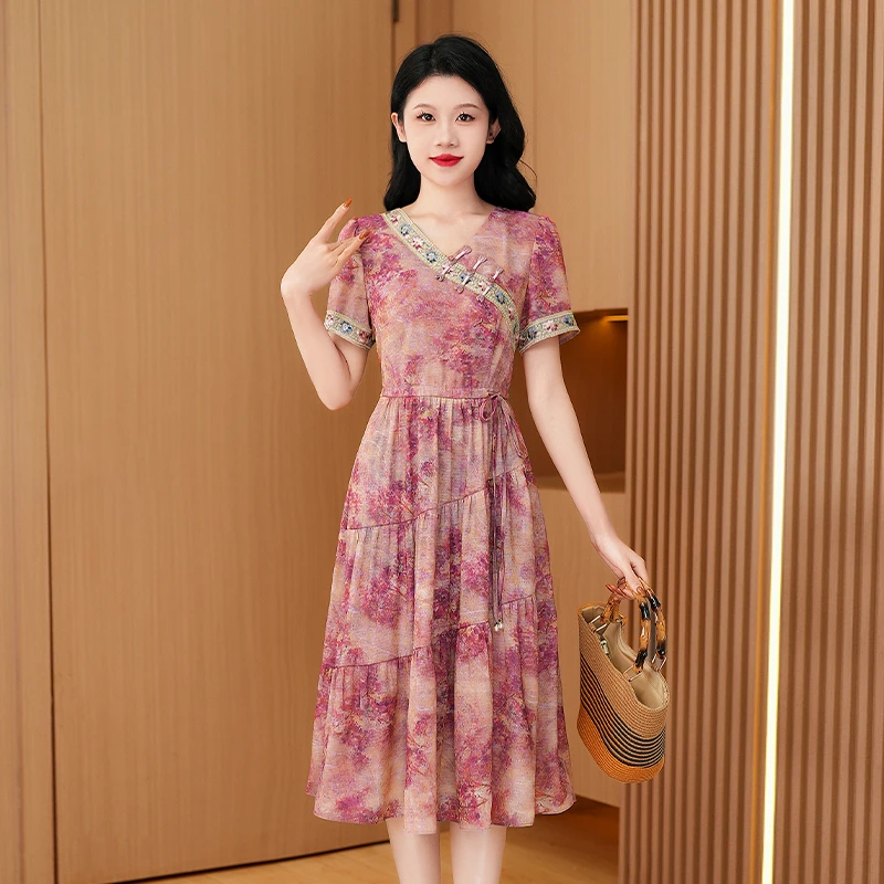 优雅新款气质时尚大气减龄收腰显瘦连衣裙26447-ASJ