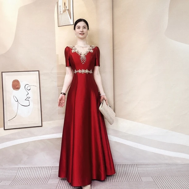 喜妃琳高端礼服0001喜婆婆喜妈妈婚宴礼服高级轻奢A字裙摆晚礼服