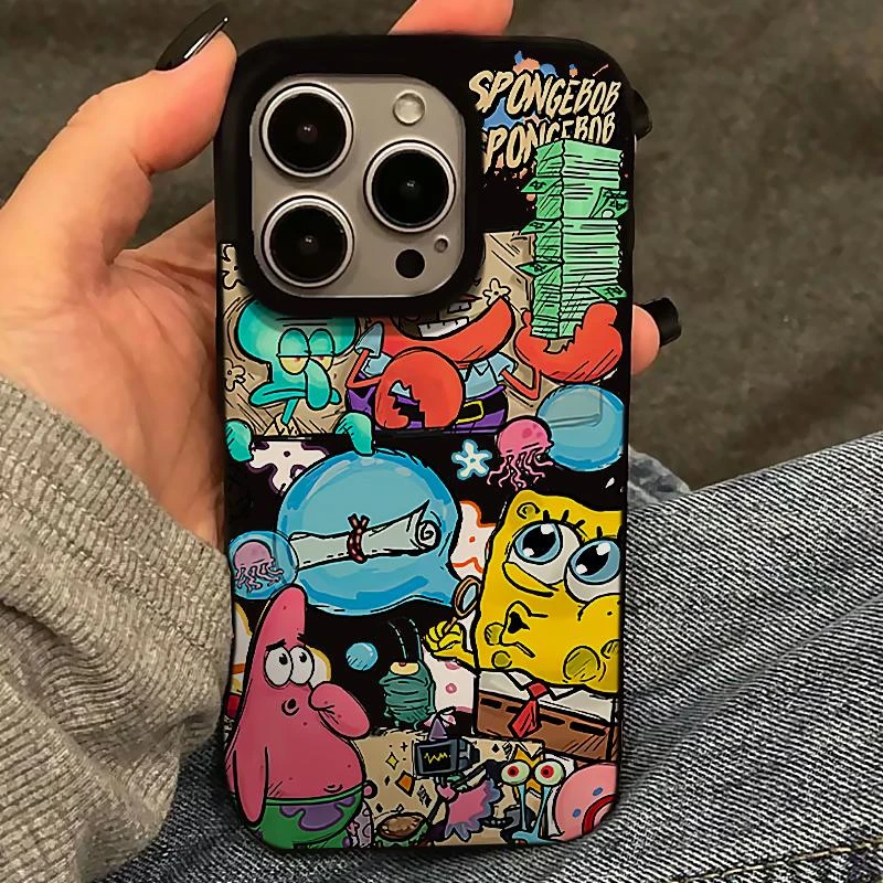涂鸦海绵宝宝果冻壳适用苹果16/15手机壳14promax高级13pro新款12