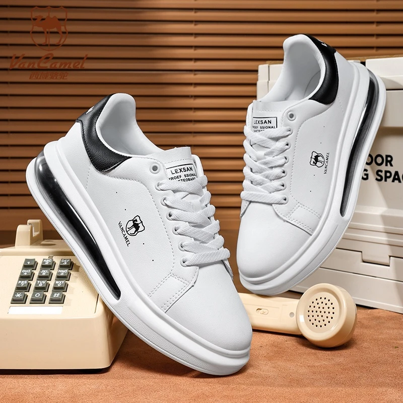VANCAMEL/西域骆驼新款休闲时尚防滑网面运动四季百搭男气垫鞋
