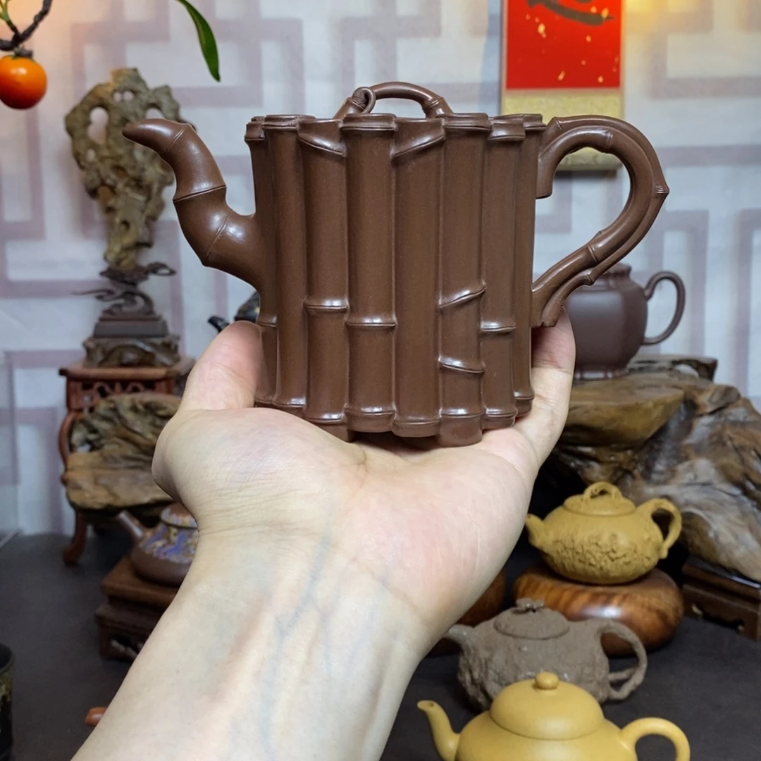 茶壶紫砂紫砂茶具紫泥十六竹