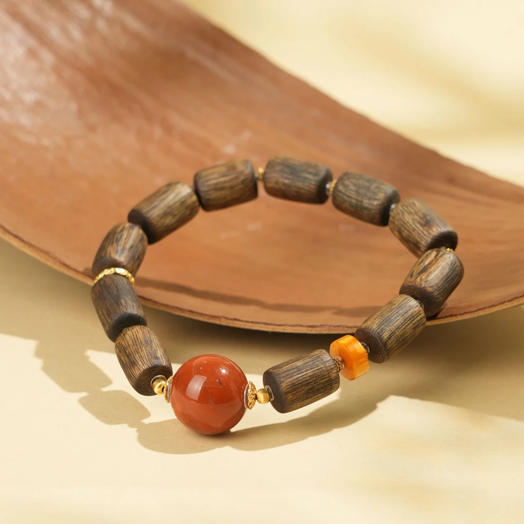 沉香【空山境】9mm沉香桶珠单圈简约手串复古款