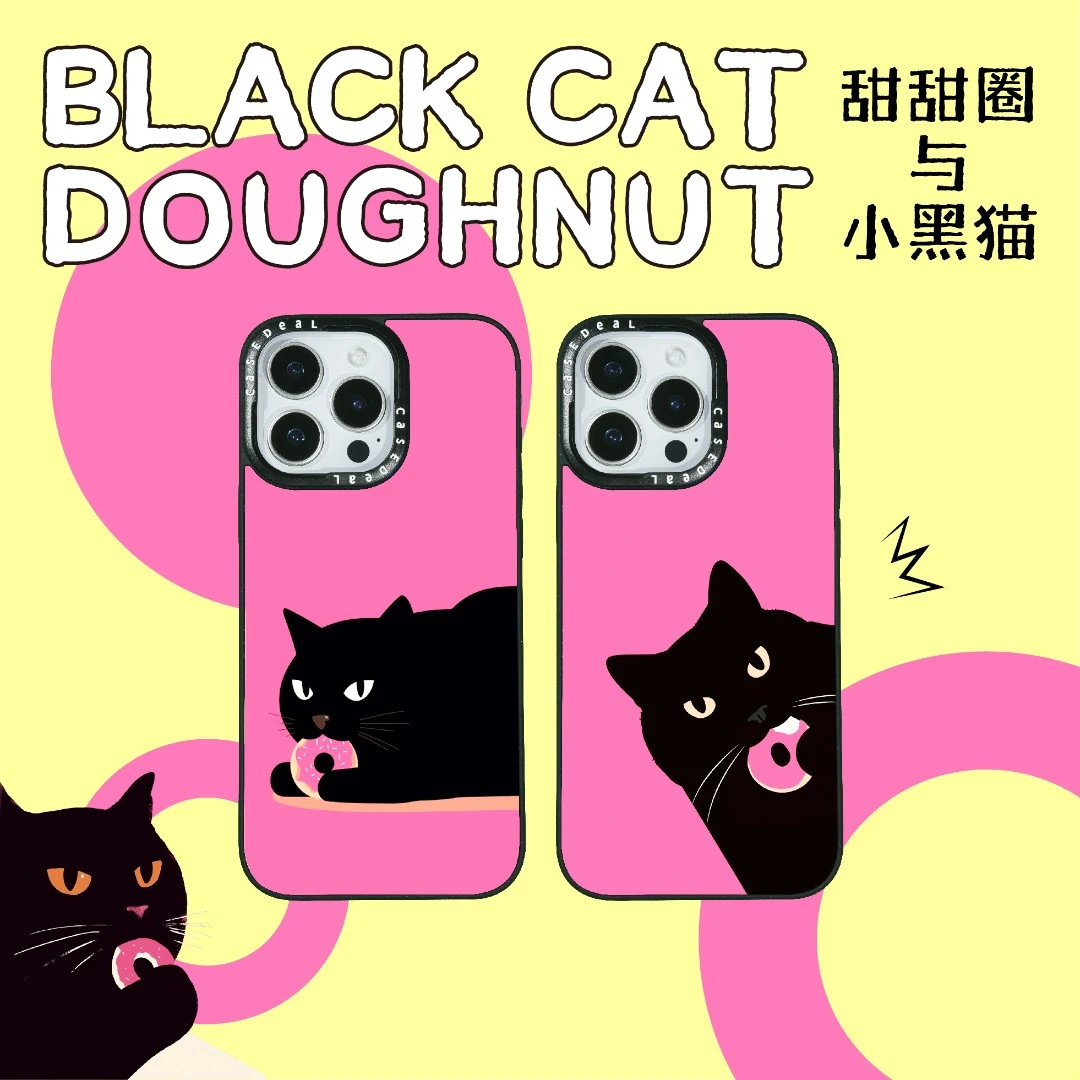 ins贪吃小肥猫图案个性全包创意手机壳适用iPhone16/15promax防摔