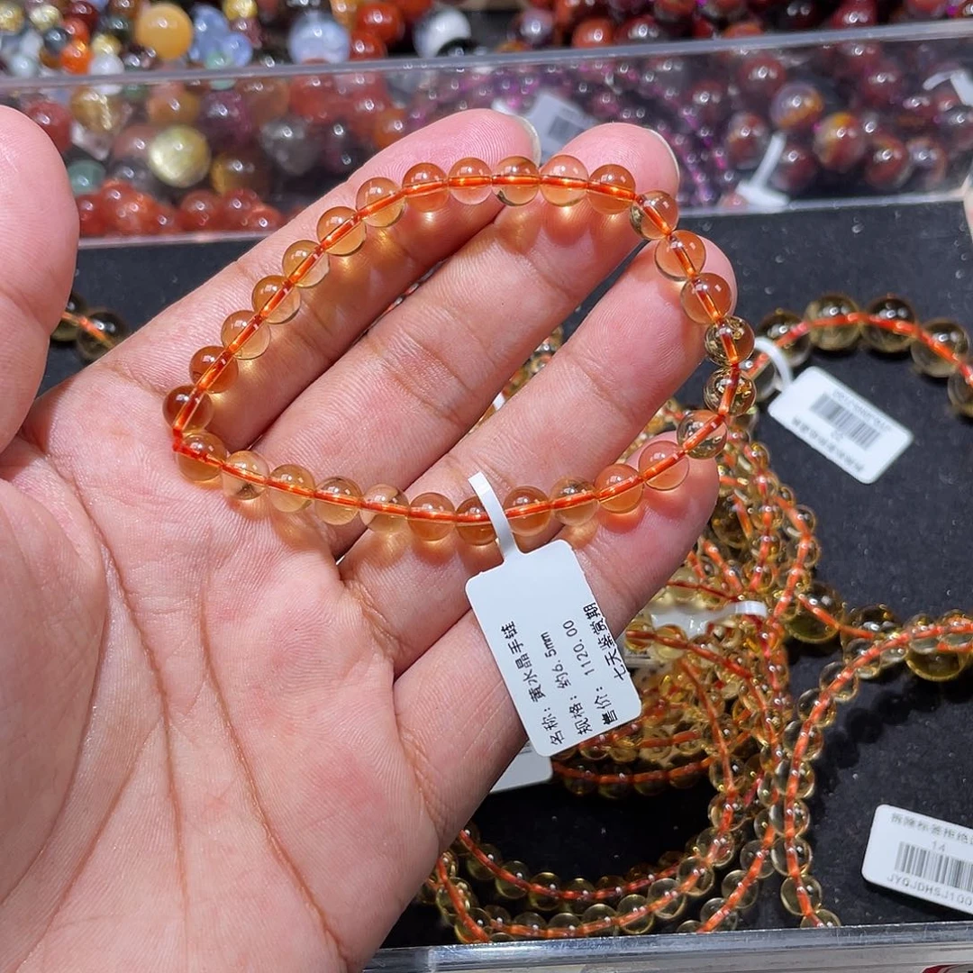 橘***带未镶嵌手链水晶黄水晶