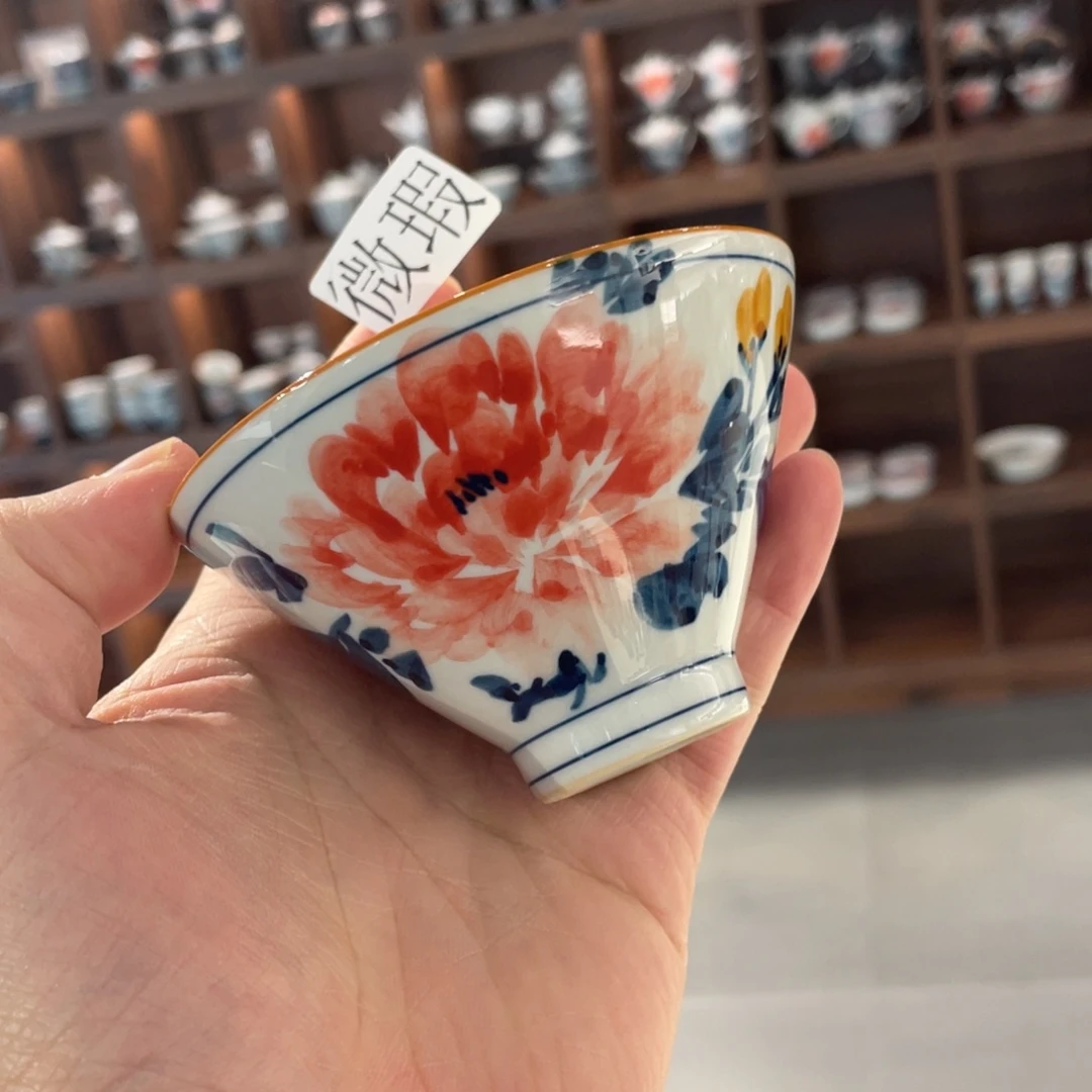 釉下手绘茶具微瑕