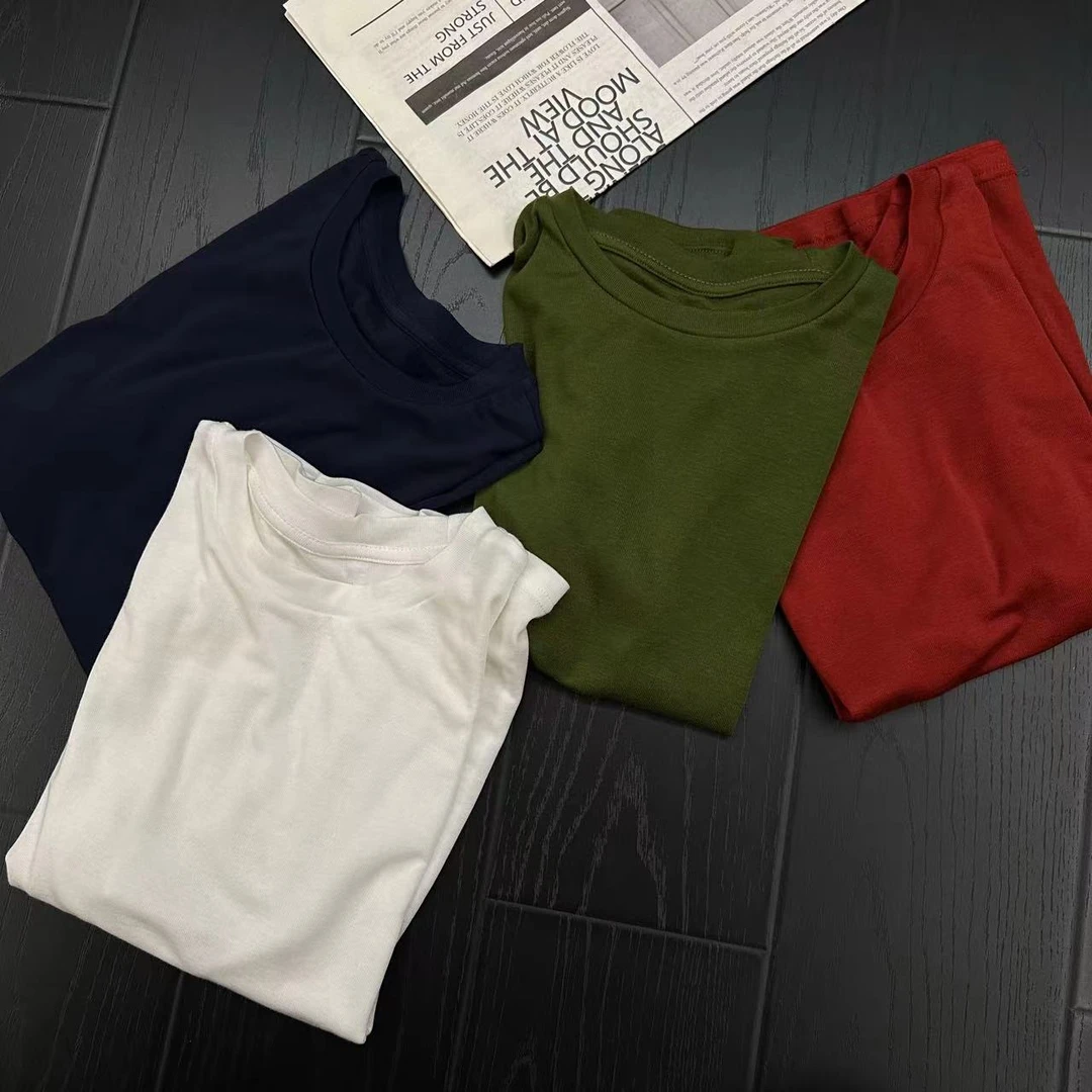 MUZI美式复古净色修身显瘦基础简约时尚T恤25270
