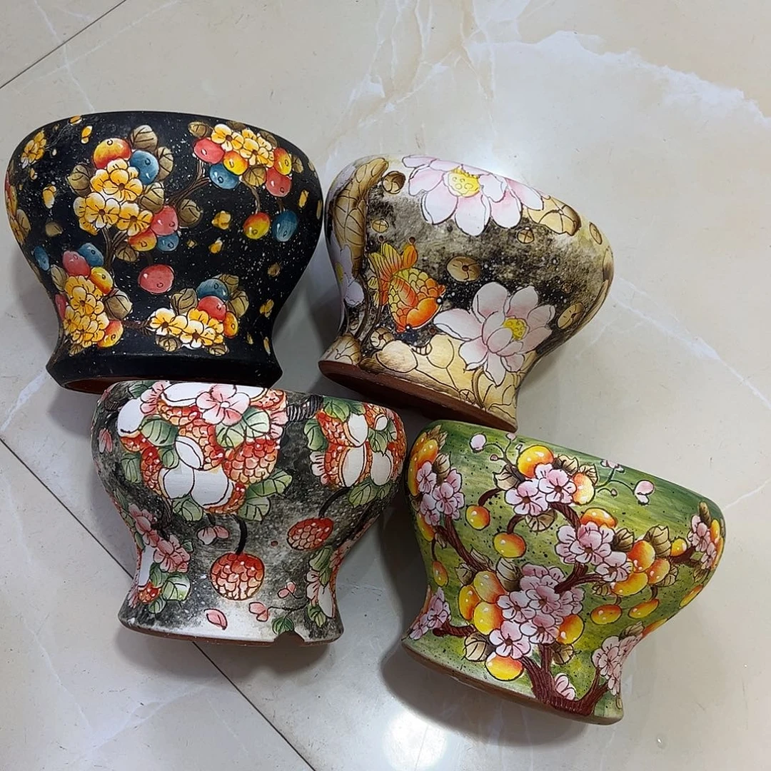 安***景德镇炫彩手绘景德镇陶瓷花盆