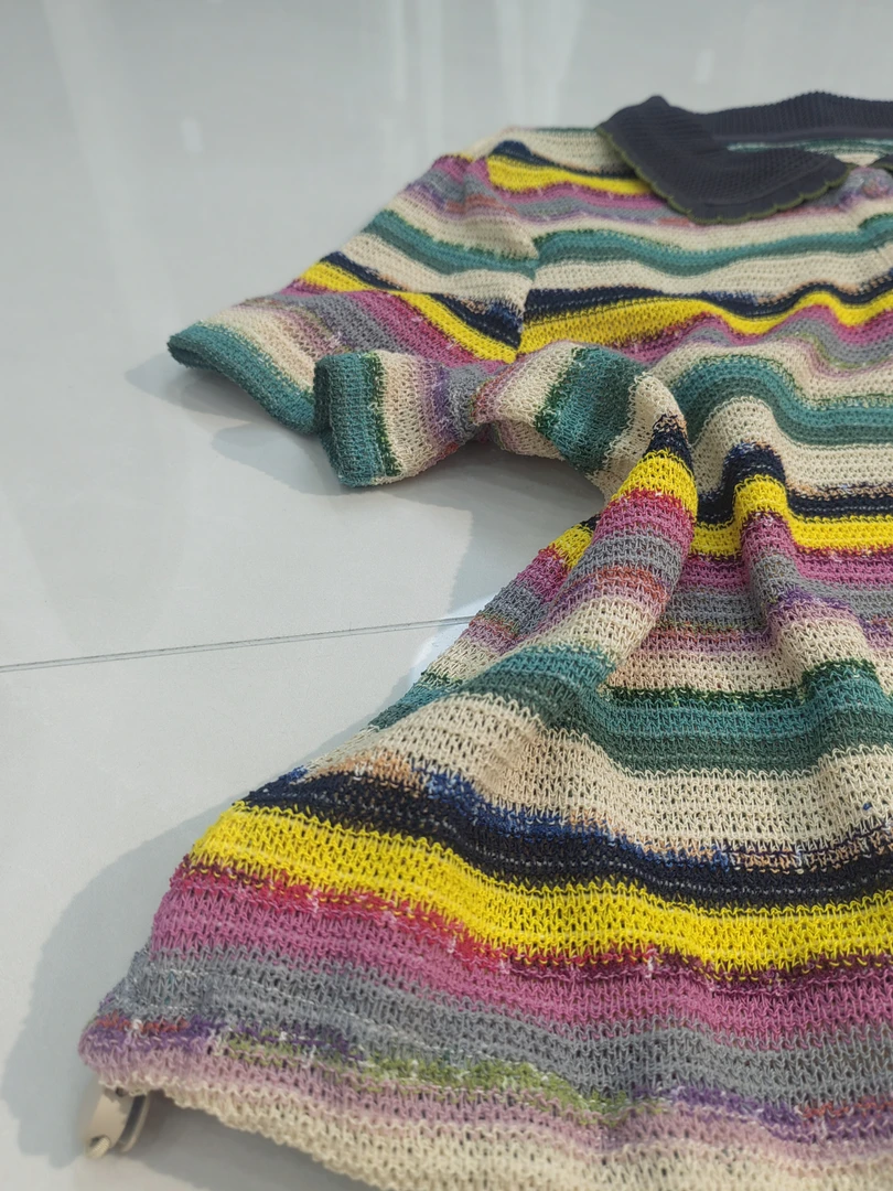 撞色条纹透气T恤