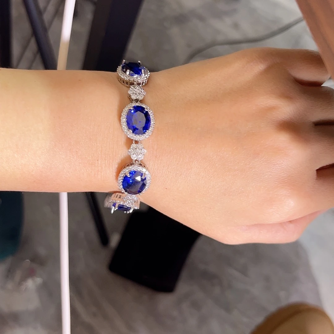 手链蓝宝石银S925镶嵌