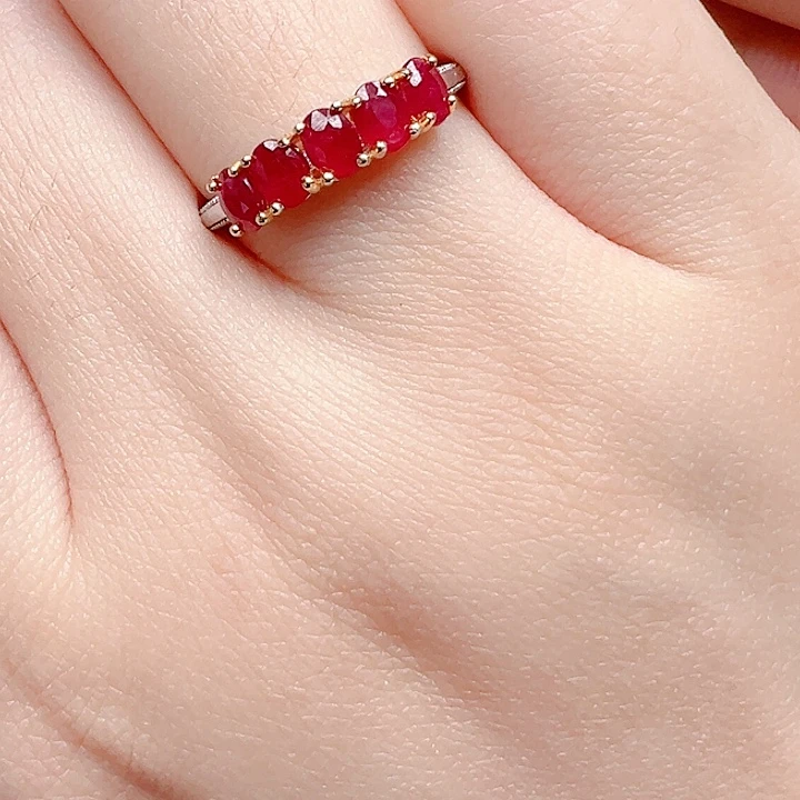 戒指红宝石银S925镶嵌