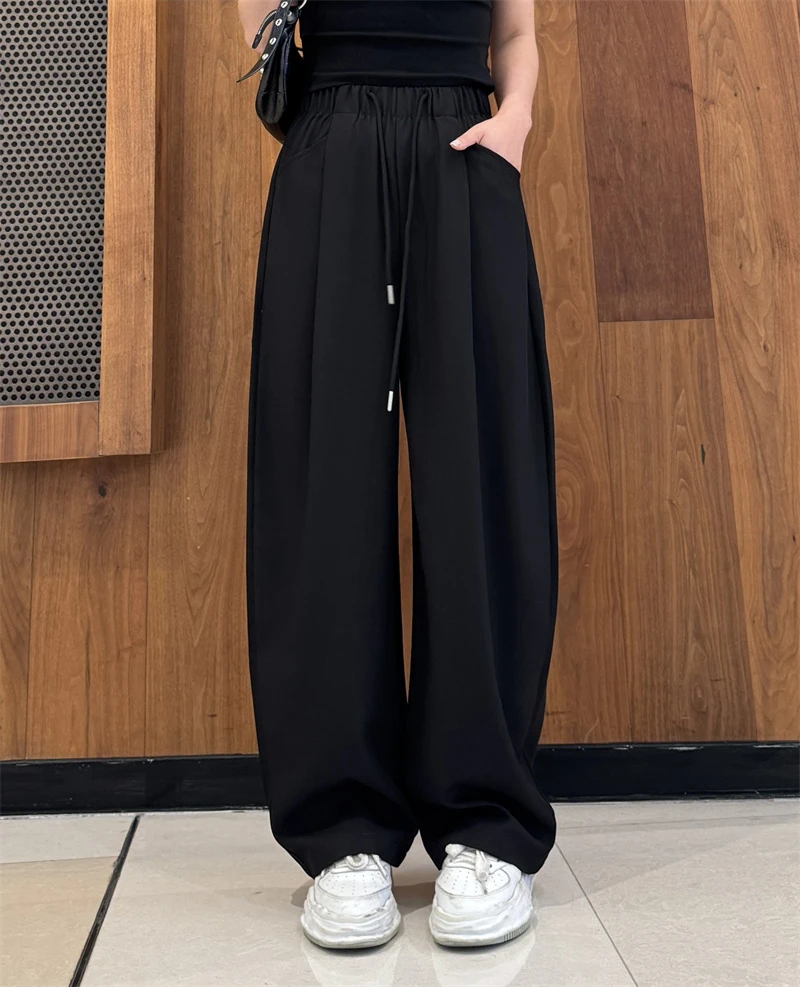 西装阔腿裤2025春季新款慵懒风高腰垂感显瘦宽松百搭休闲裤弯刀裤