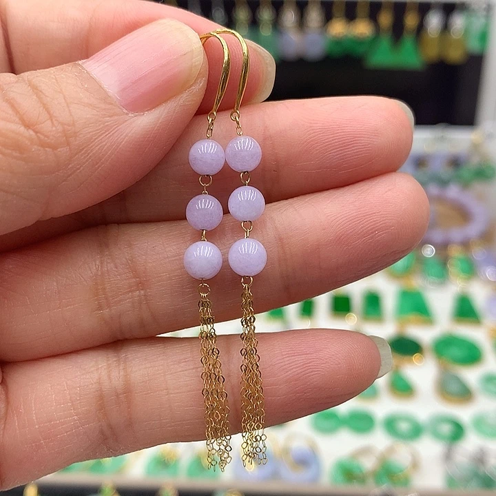 翡翠18K金镶嵌耳饰