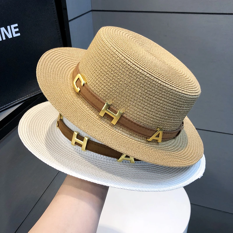 Miss both平顶礼帽夏海边沙滩遮阳防晒草帽赫本度假风太阳帽子女