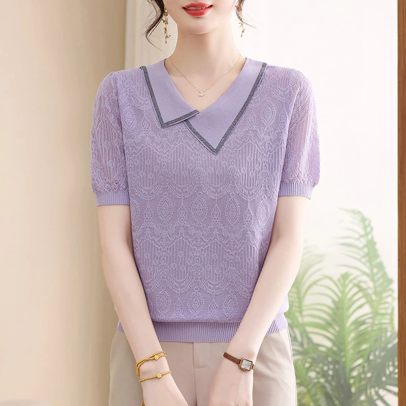 洋气妈妈短袖衫2025新款中老年短袖减龄小衫宽松显瘦T桖时尚上衣