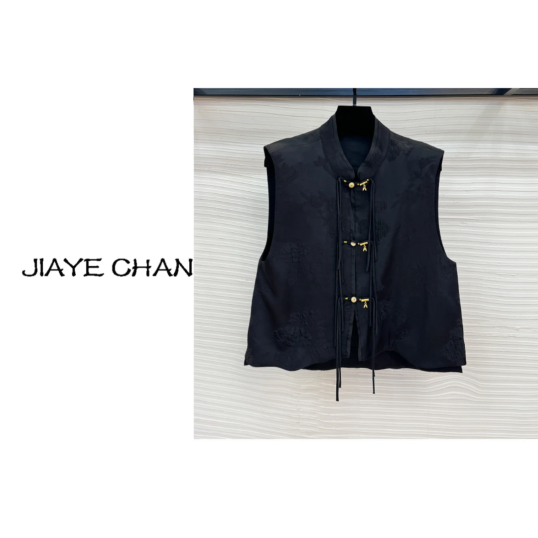 【西西高定】新中式黑色盘扣马甲