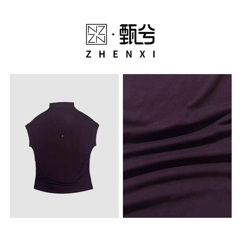 【ZHENXI甄兮】“超显瘦”连领抽褶T恤ZX7227