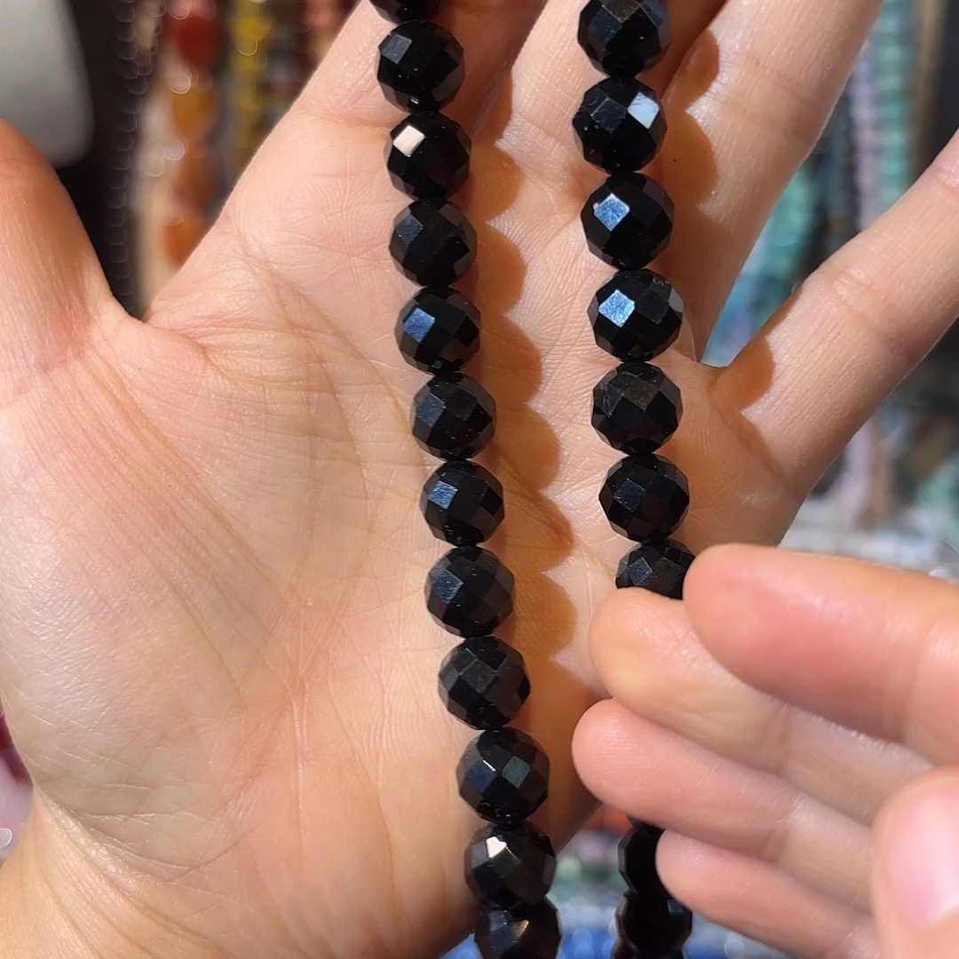 玛瑙/玉髓未镶嵌珠宝半成品黑玛瑙卡10一条