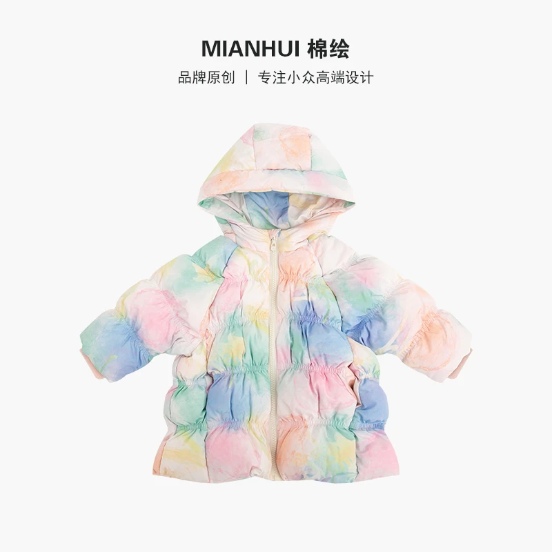 Mianhui/棉绘女童中长款连帽羽绒服萌娃年服儿童冬装外套93427014