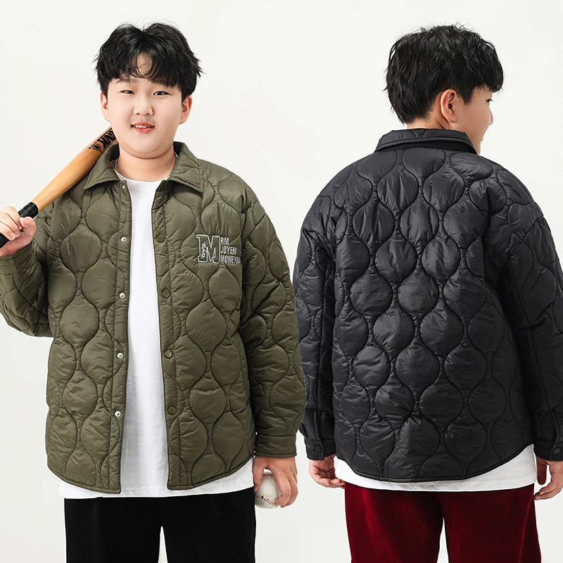 胖童轻薄棉衣加肥加大外穿可内搭校服神器胖翻领冬装大码内胆上衣