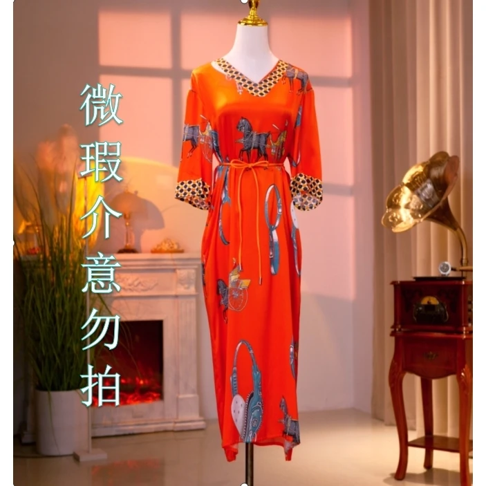 【微瑕】桑蚕丝高定轻奢时尚气质减龄优雅连衣裙  23050010b