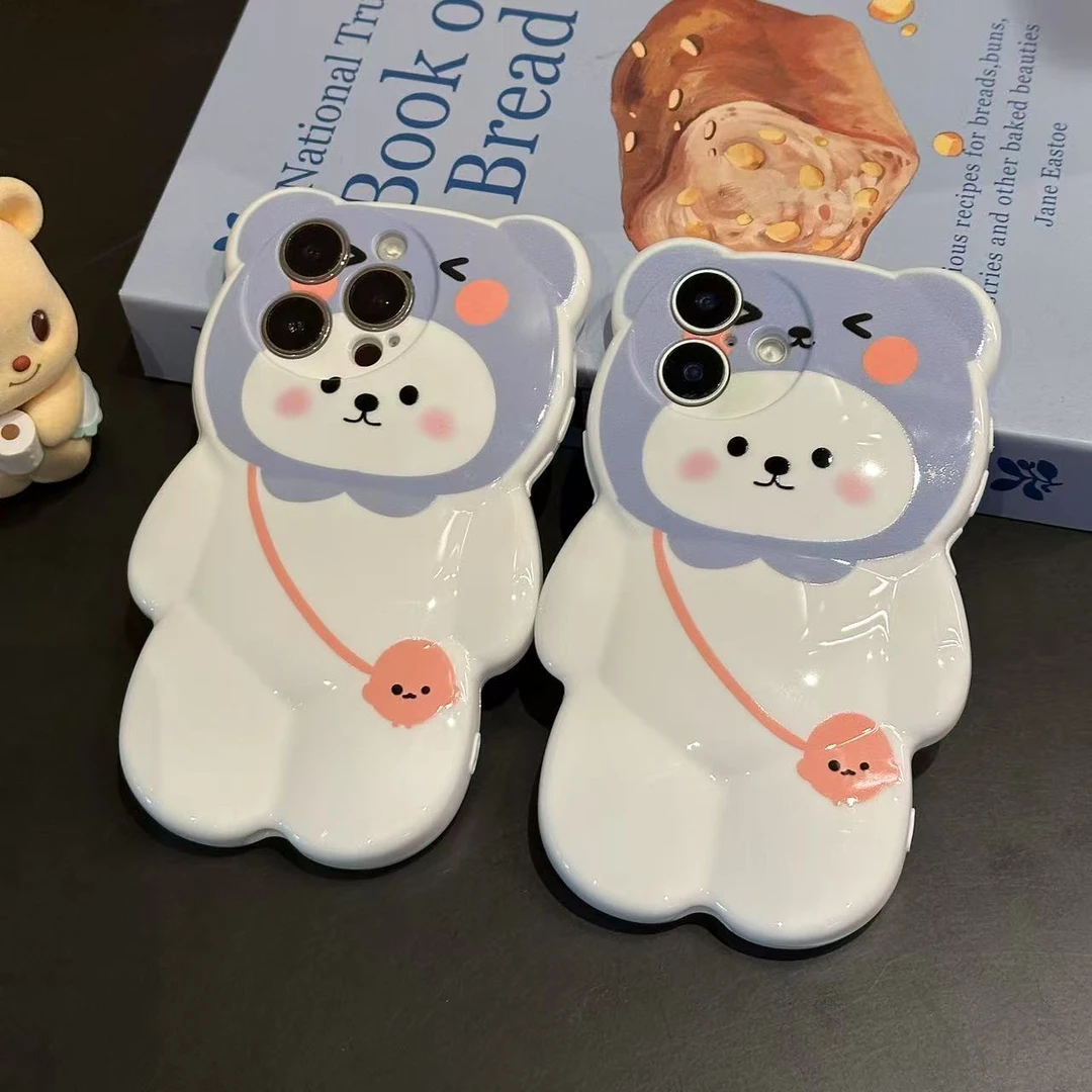 超萌酷儿自嘲熊适用苹果16promax立体手机壳iPhone13/15套14女软