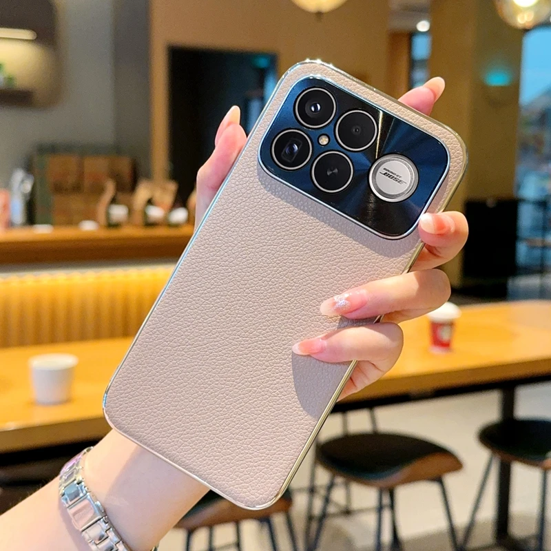 适用于红米K90promax手机壳新款K90电镀荔枝纹素皮防摔保护套高级