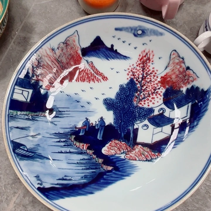青花玲珑山水大赏盘