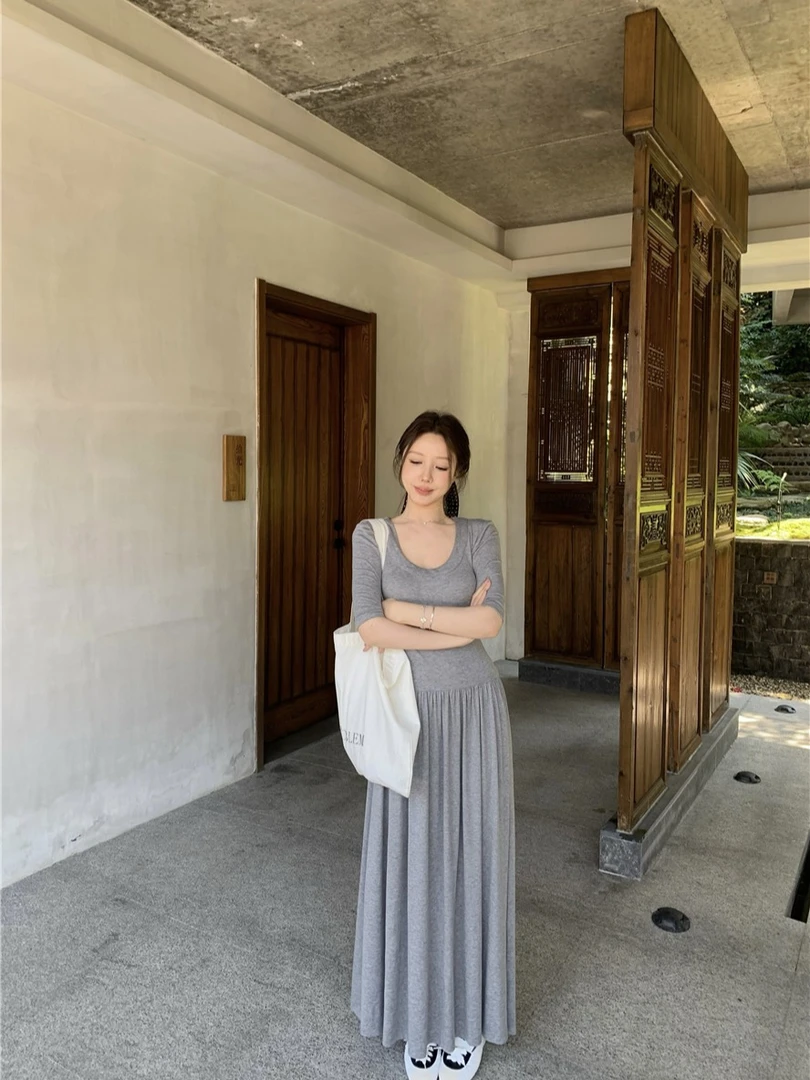 【淡人系】面膜连衣裙春夏新款流行单品显瘦修身长裙女