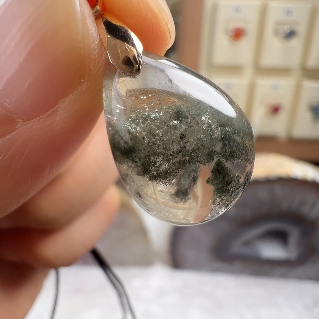 颈饰水晶银S925镶嵌天然幽灵水晶