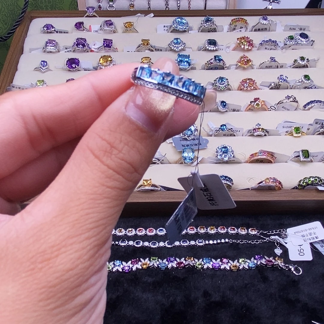 托帕石银S925镶嵌戒指