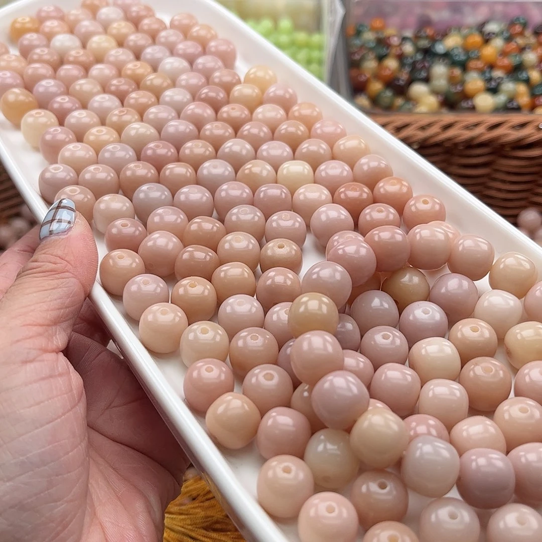 白玉菩提吊坠wc/12mm/22颗粉色佳人